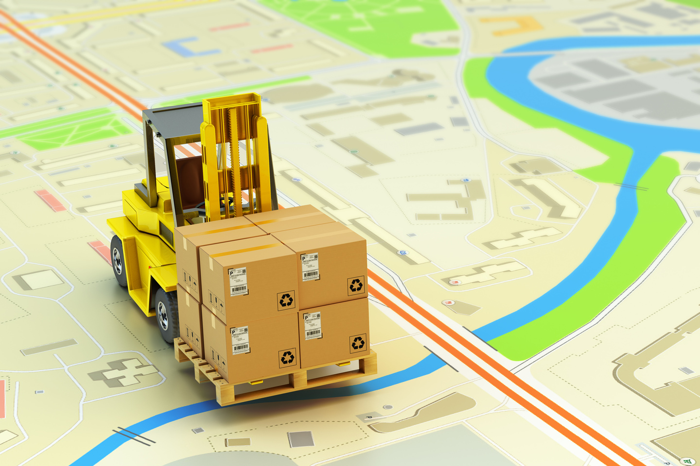 Packages shipment, logistics and cargo delivery concept